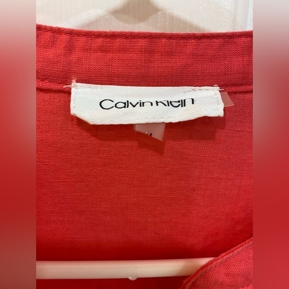 Women's Linen Cotton Blend Pink Button Up Blouse Classic Roll Tab Sleeve Size M - Picture 9 of 10